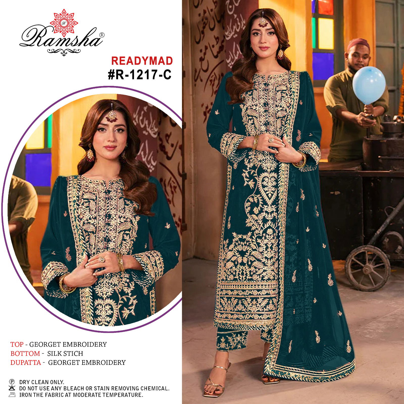 Ramsha R 1217 Nx Georgette Embroidery Readymade Pakistani Suit Wholesale Shop In Surat